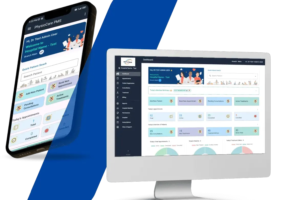 physiotherapy practice management software dashboard preview
